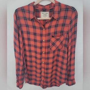 Abercrombie & Fitch Womens Med. Flannel Orange,Black
